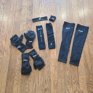 Asics Running Gloves (2 pair), Leg & Arm Sleeves, Wrist & Head Band